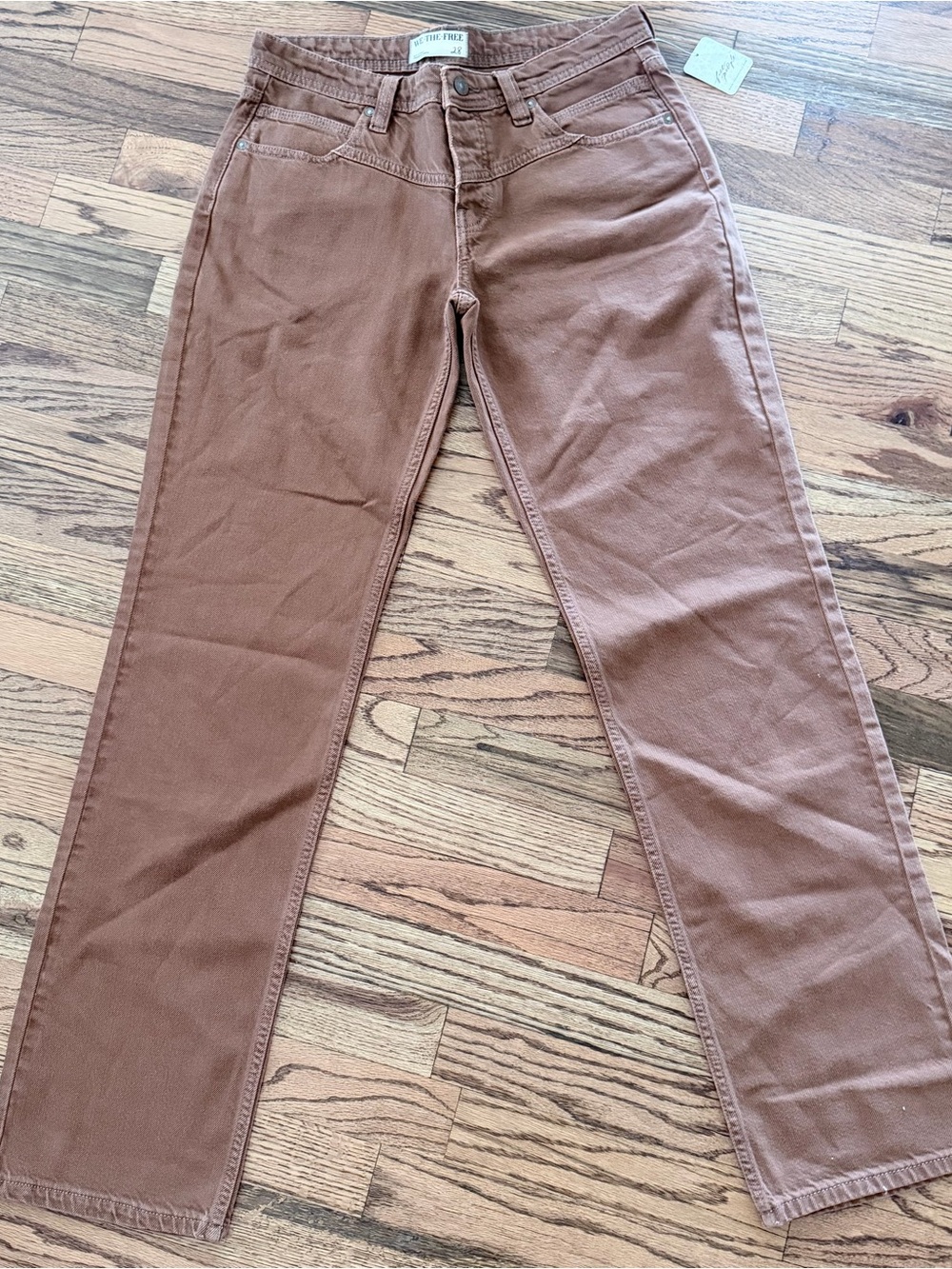 NWT We The Free Choc Rust Brown  Straight Leg Jeans Size 28